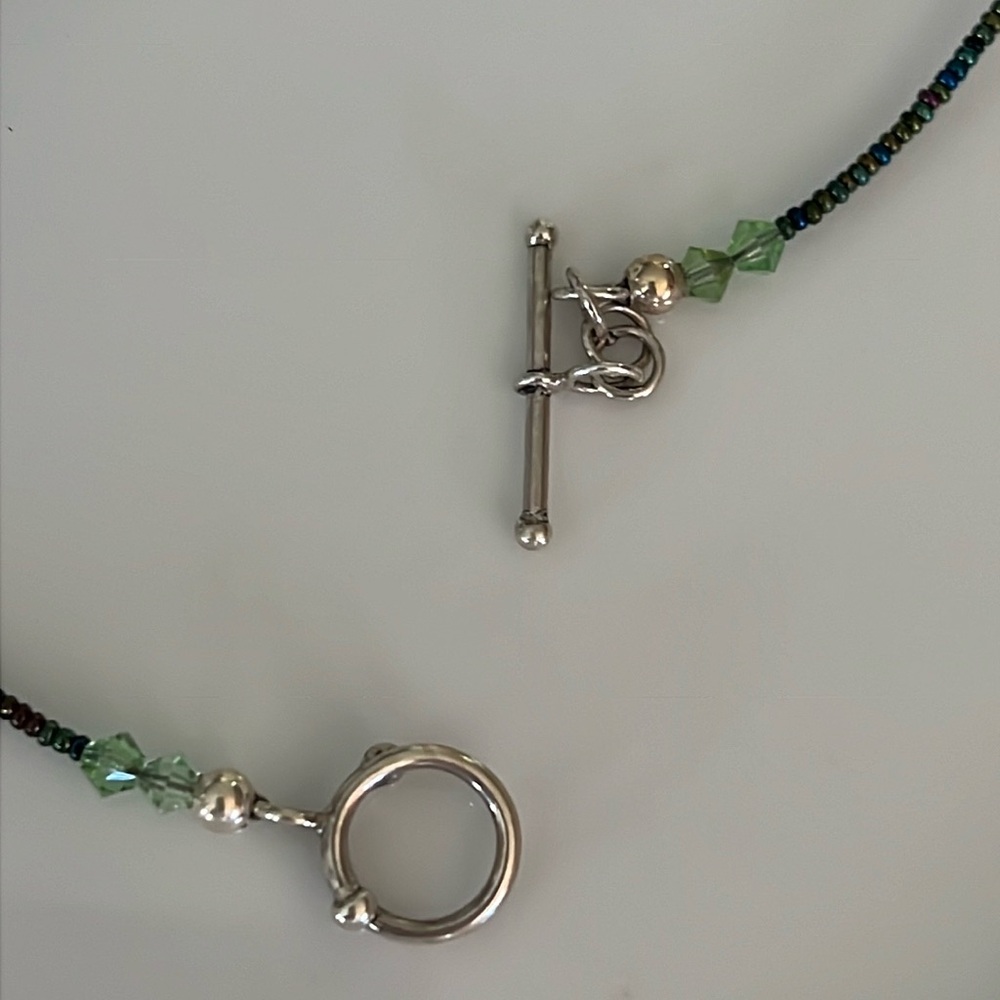 Glass Bead and Sterling Necklace - Picture 8 of 10